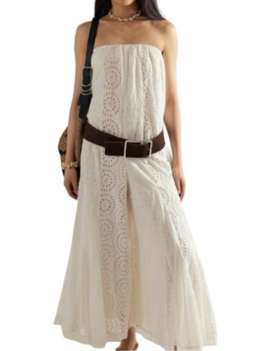 Free People Midnight Cruiser Eyelet all over One piece Jumper Wide Leg Sz-L